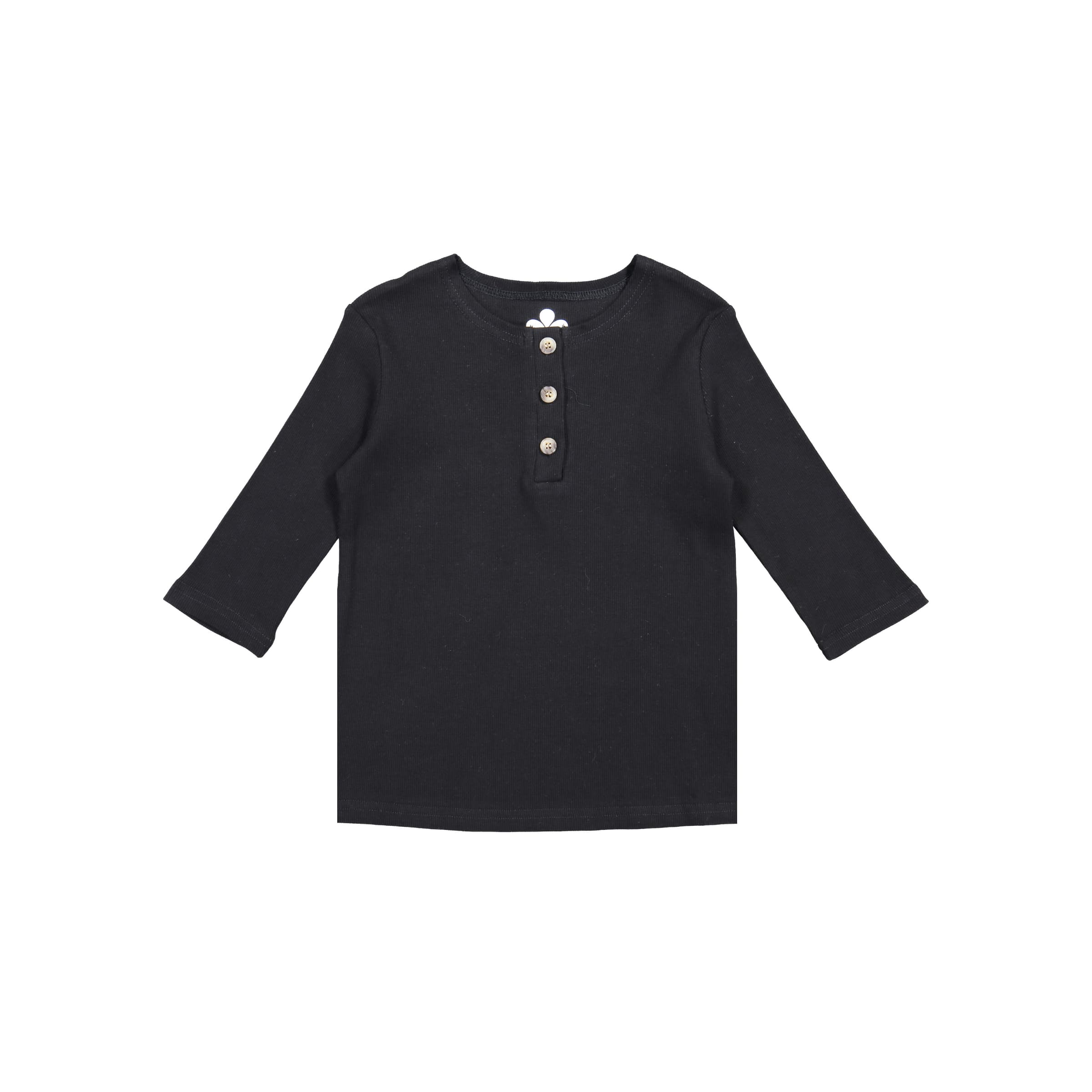 Girls Ribbed 3/4 Sleeve Henley T-shirt