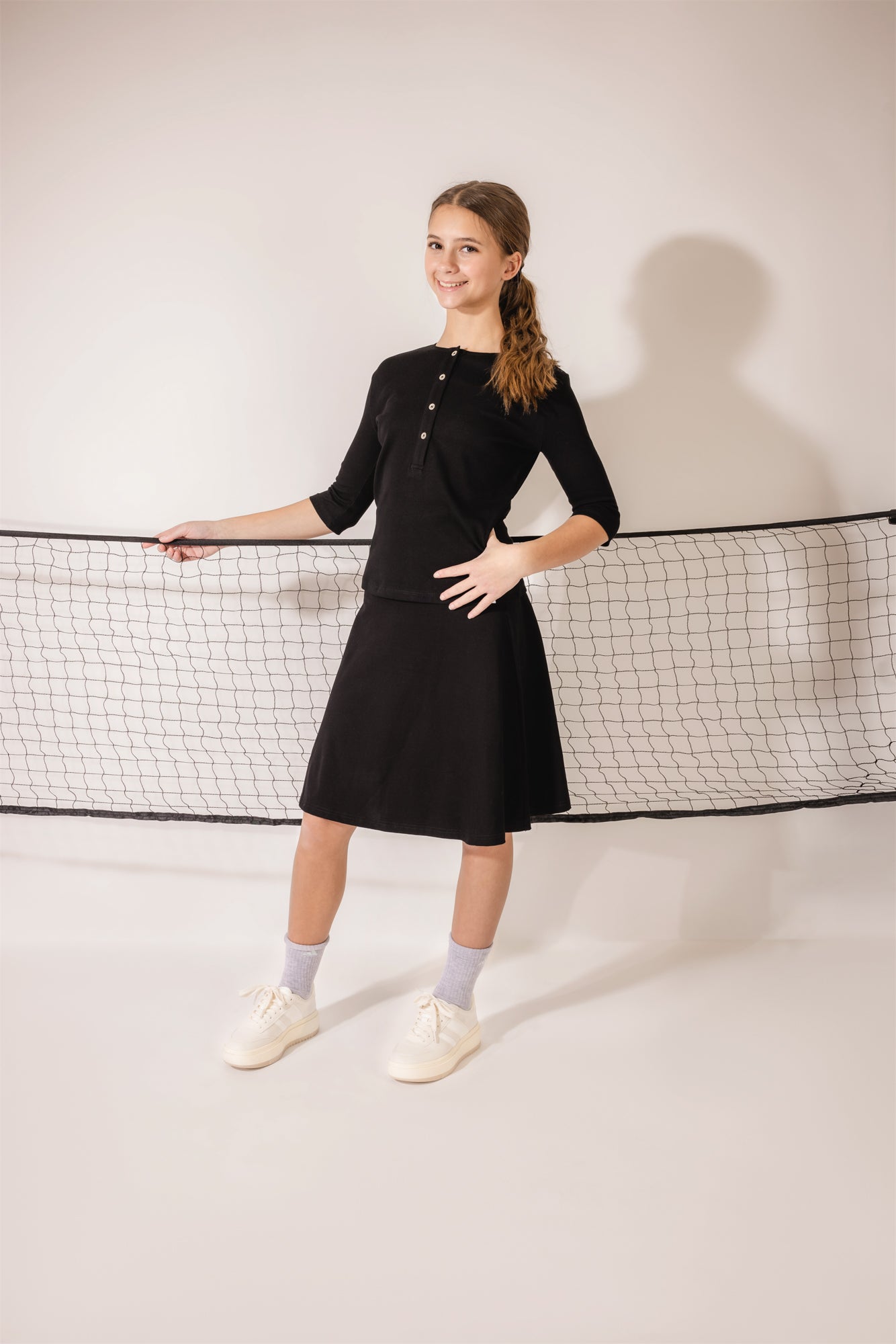 Girls Ribbed Camp Skirt- Black