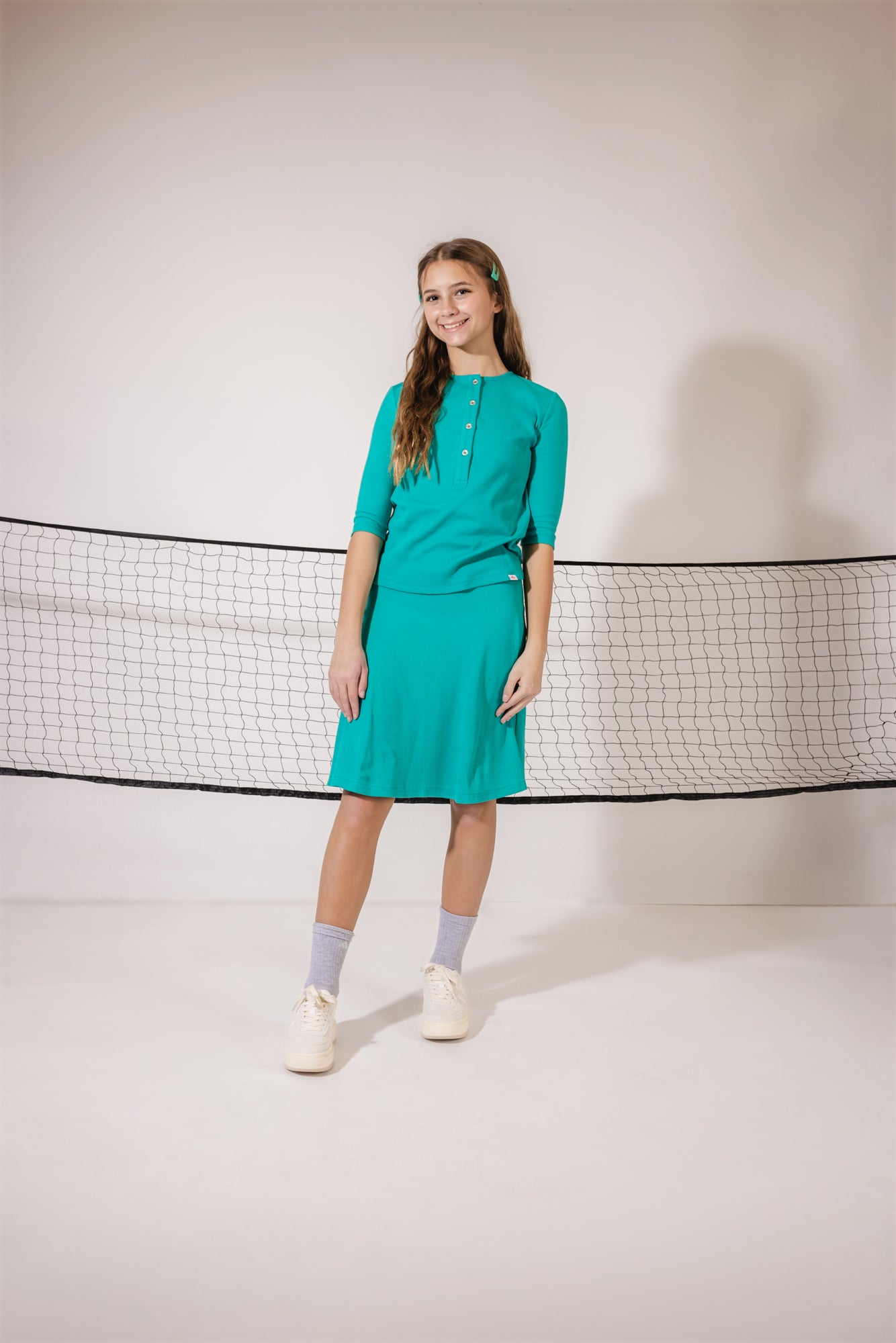 Girls Ribbed Camp Skirt- Turquoise