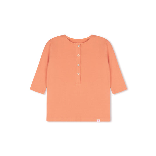 Girls Ribbed Henley T-shirt - Peach