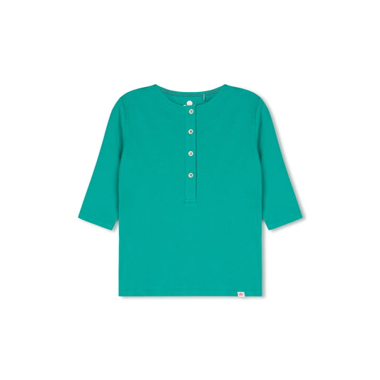 Girls Ribbed Henley T-shirt - Turquoise