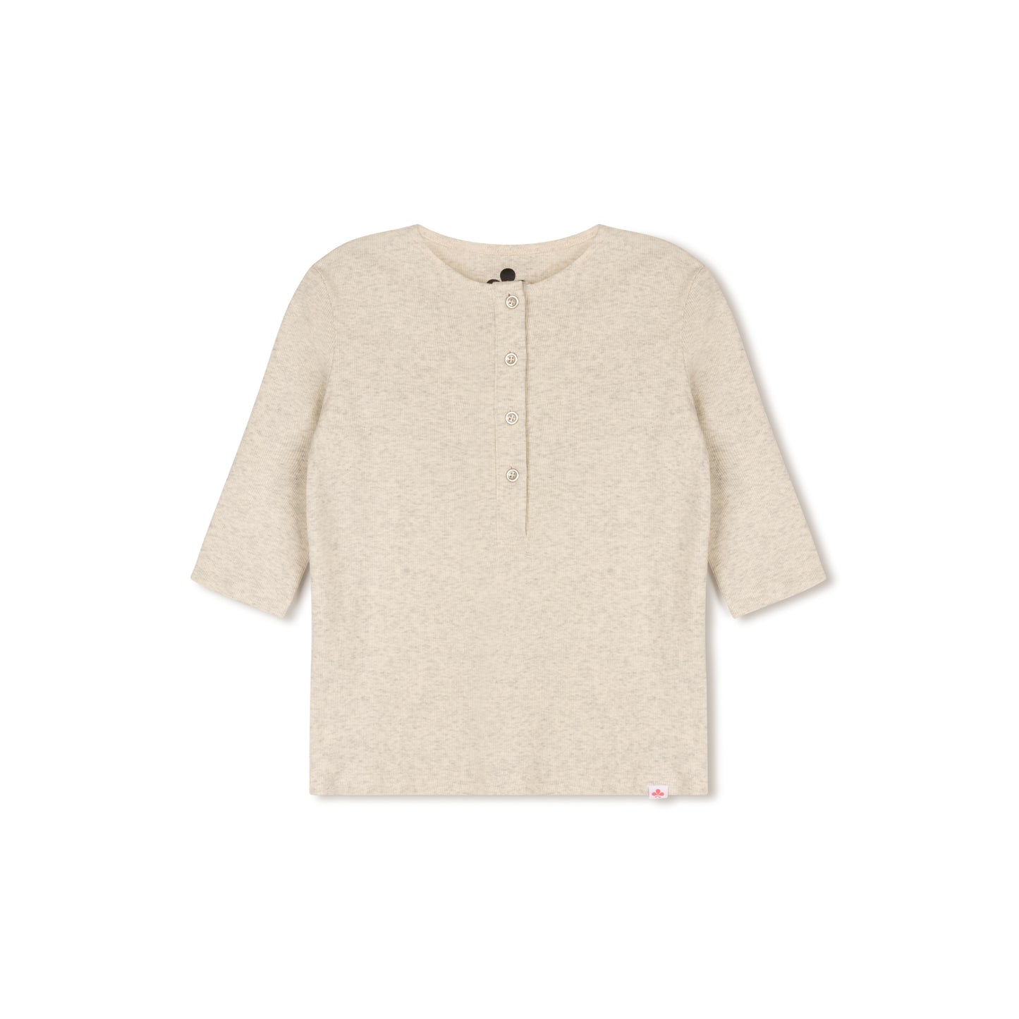 Girls Ribbed Henley T-shirt - Oatmeal