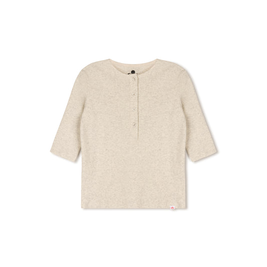 Girls Ribbed Henley T-shirt - Oatmeal