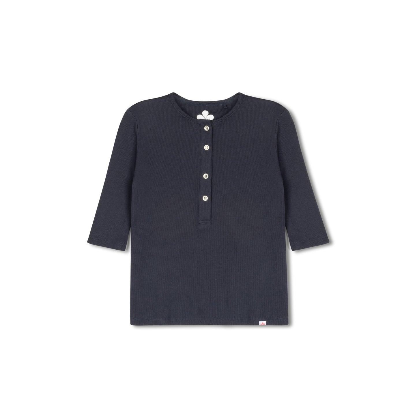 Girls Ribbed Henley T-shirt - Navy